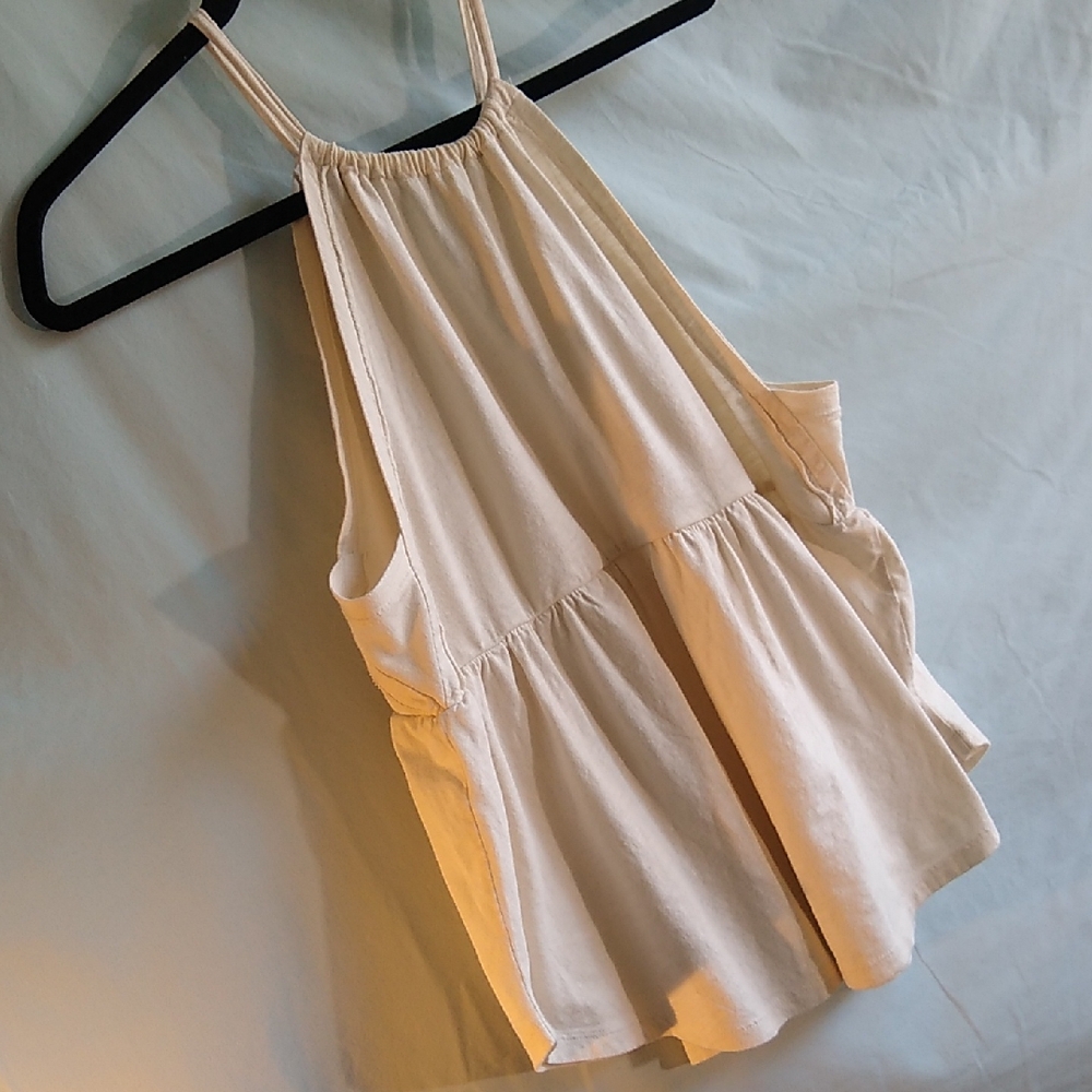 American Eagle Outfitters Cream Halter Tiered Swing Cami